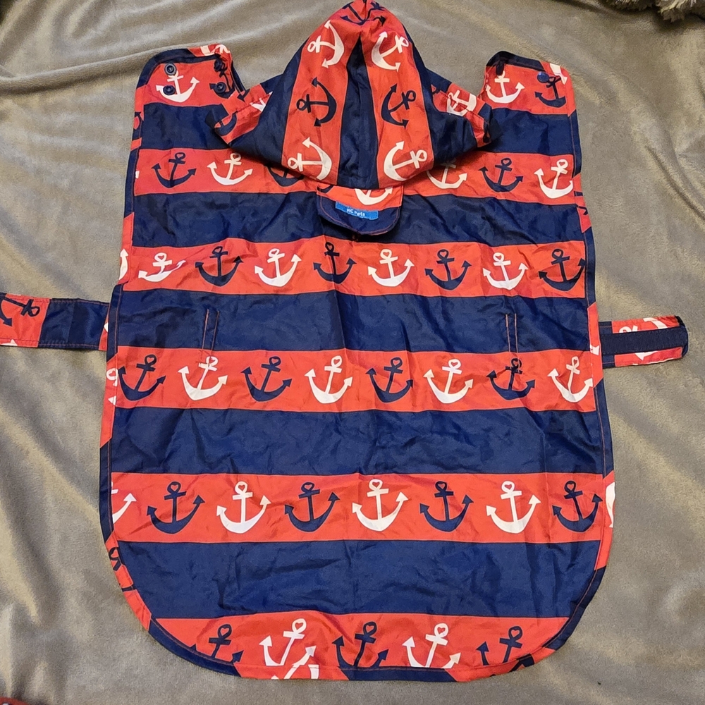 Small Dog Raincoat - Red and Navy